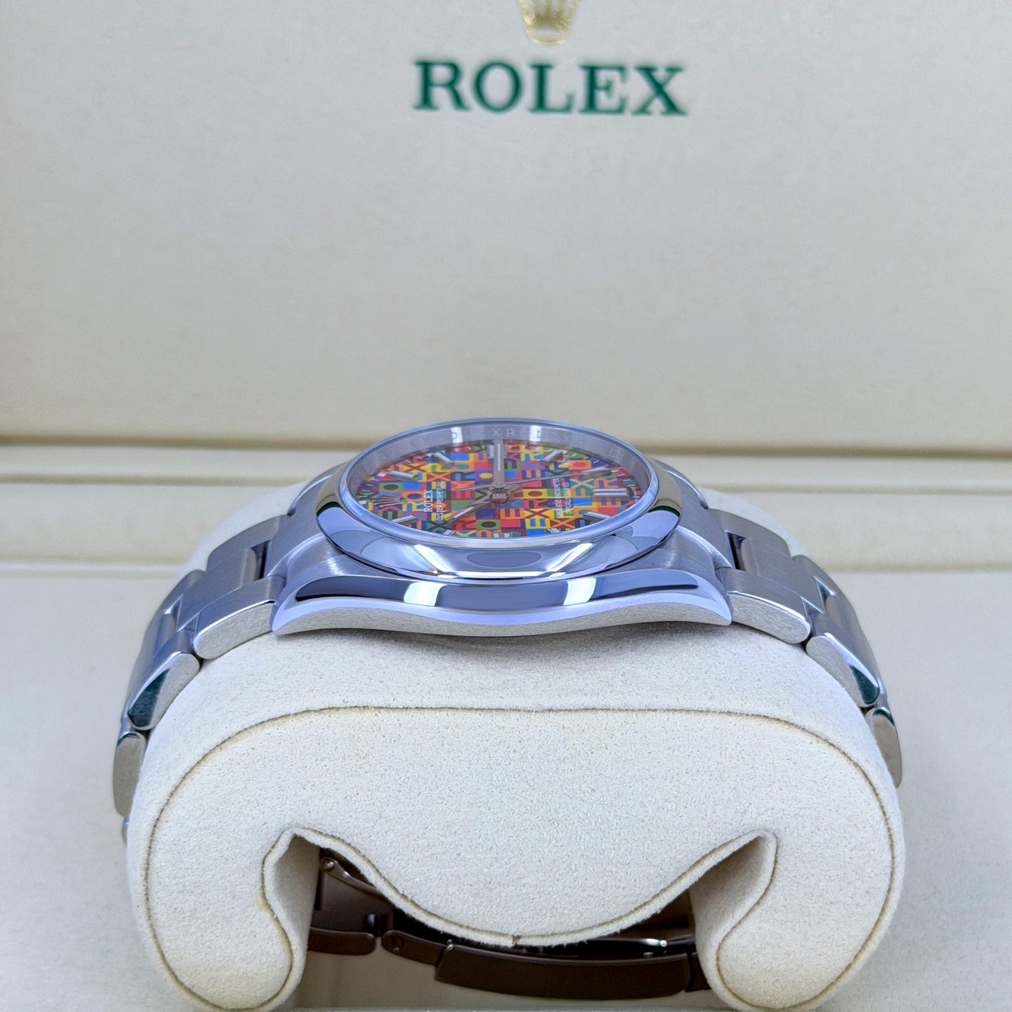 Unworn 2026, Rolex Oyster Perpetual 36, Oystersteel, 36mm, Multicoloured Jubilee motif dial, Domed Oyster, Ref# 126000-0016, box and papers
