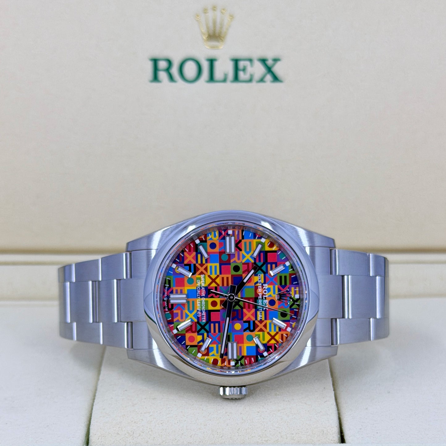 Unworn 2026, Rolex Oyster Perpetual 36, Oystersteel, 36mm, Multicoloured Jubilee motif dial, Domed Oyster, Ref# 126000-0016, box and papers