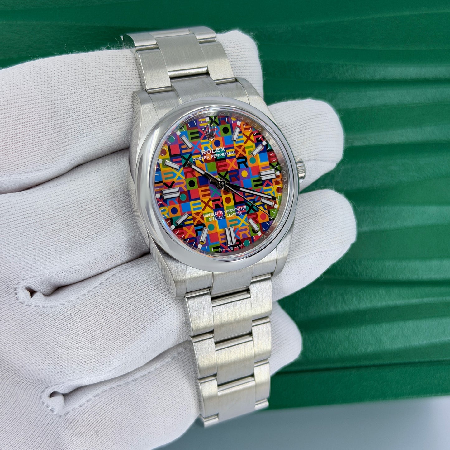 Unworn 2026, Rolex Oyster Perpetual 36, Oystersteel, 36mm, Multicoloured Jubilee motif dial, Domed Oyster, Ref# 126000-0016, box and papers