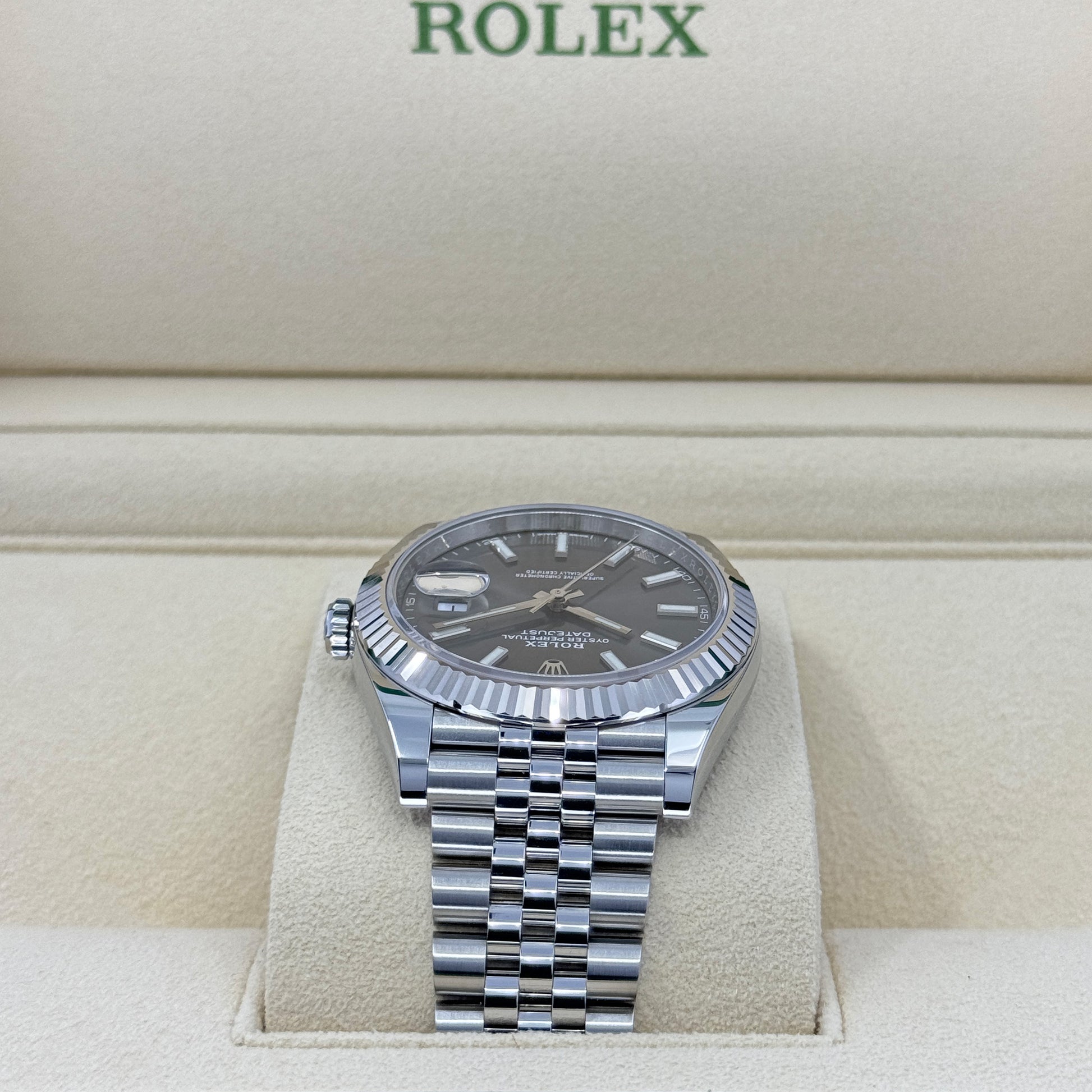 Rolex Datejust 41 Stainless Steel and 18k White Gold 41mm Slate dia Affordable Swiss Watches Inc