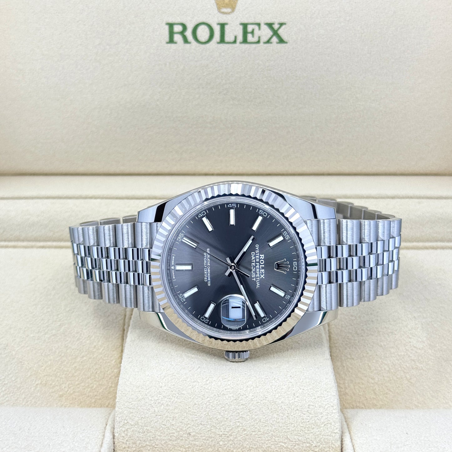 Rolex Datejust 41, Stainless Steel and 18k White Gold, 41mm, Slate dial, Jubilee, Ref# 126334-0014