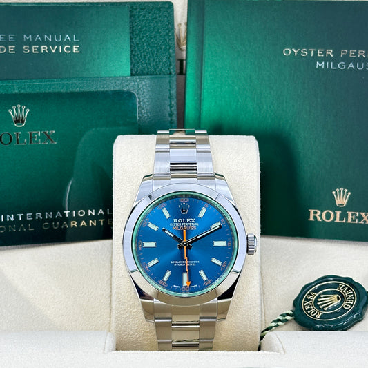 Rolex, Milgauss, Oystersteel, 40mm, Z-Blue Dial, Smooth, Oyster, Ref# 116400GV-0002