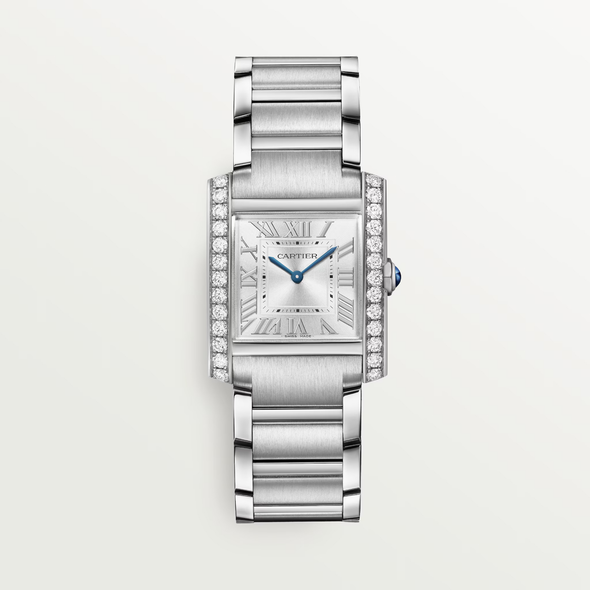 Unworn Cartier Tank Francaise, Stainless Steel, Diamonds, 32mm x 27mm, Ref# W4TA0021