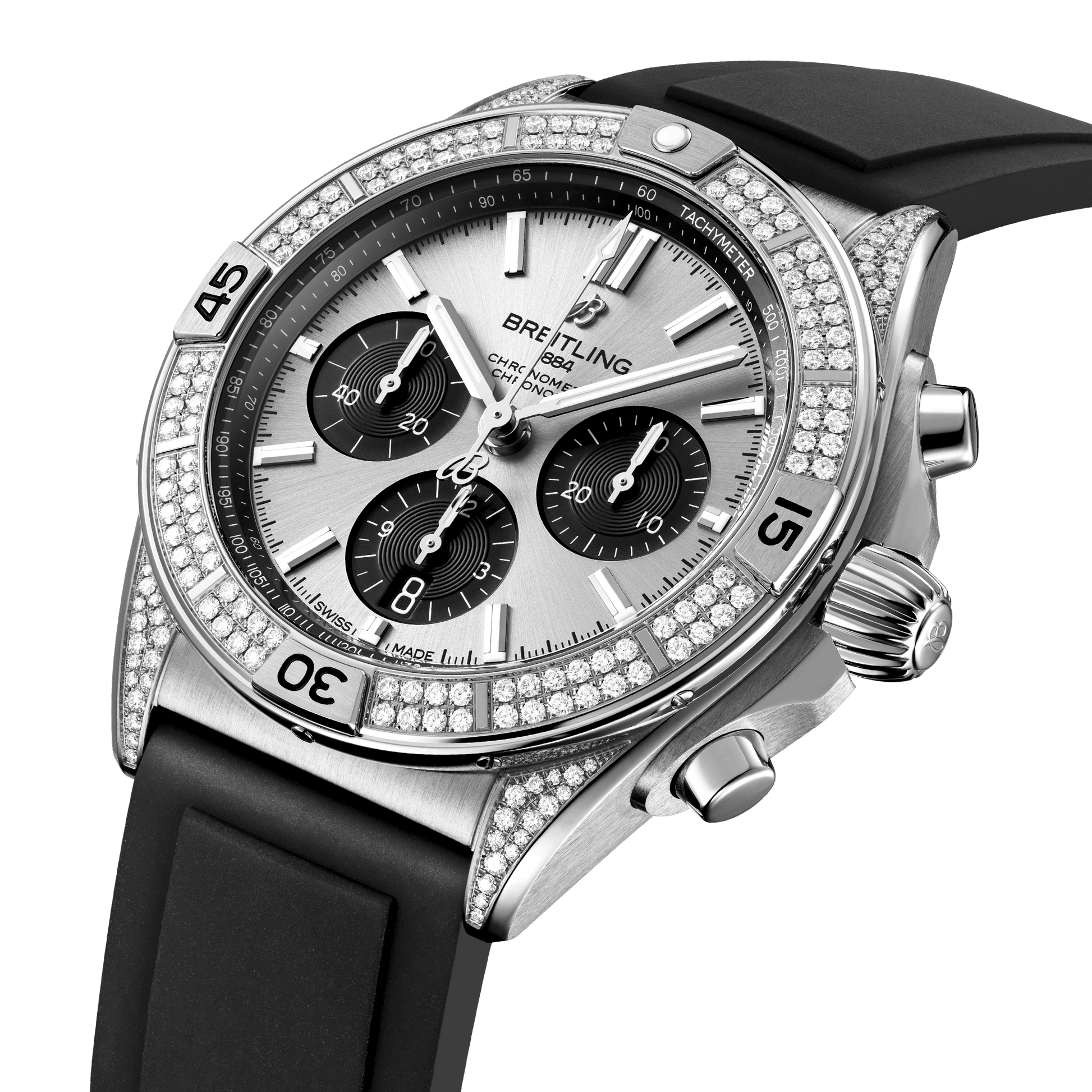 Breitling Chronomat B01 42, Stainless Steel and Diamonds, Ref# AB0134721G1S1, Unworn 2024, Dial