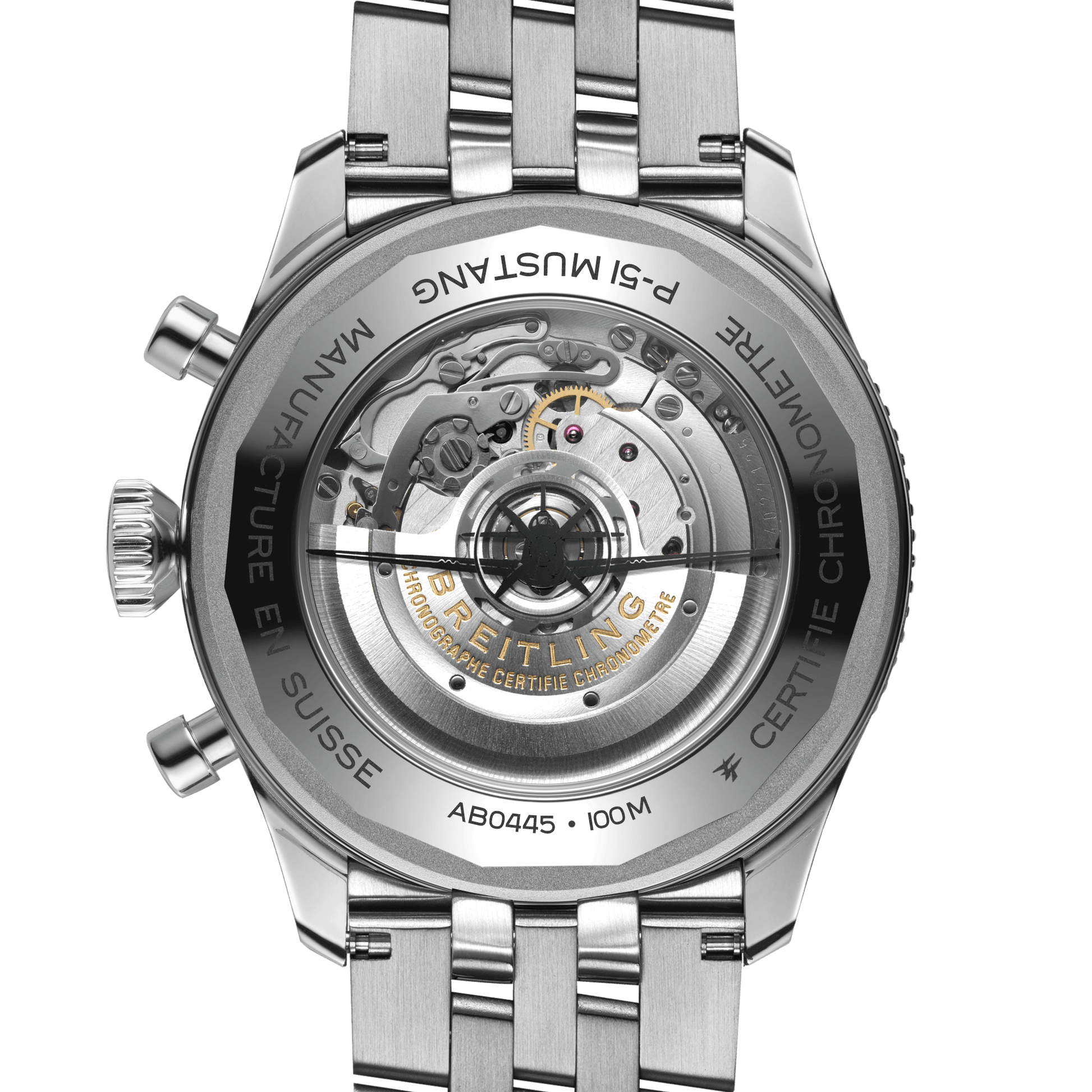 Breitling Classic AVI B04 Chronograph 46 P-51 Mustang, Stainless Steel, Ref# AB04453A1B1A1, Unworn 2024, Back