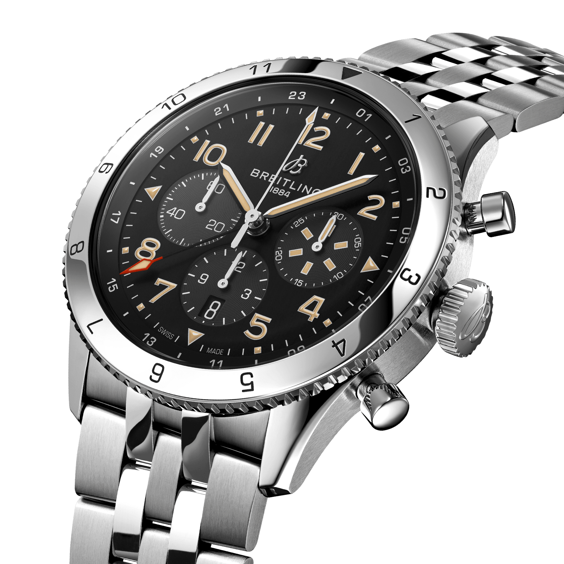 Breitling Classic AVI B04 Chronograph 46 P-51 Mustang, Stainless Steel, Ref# AB04453A1B1A1, Unworn 2024, Dial
