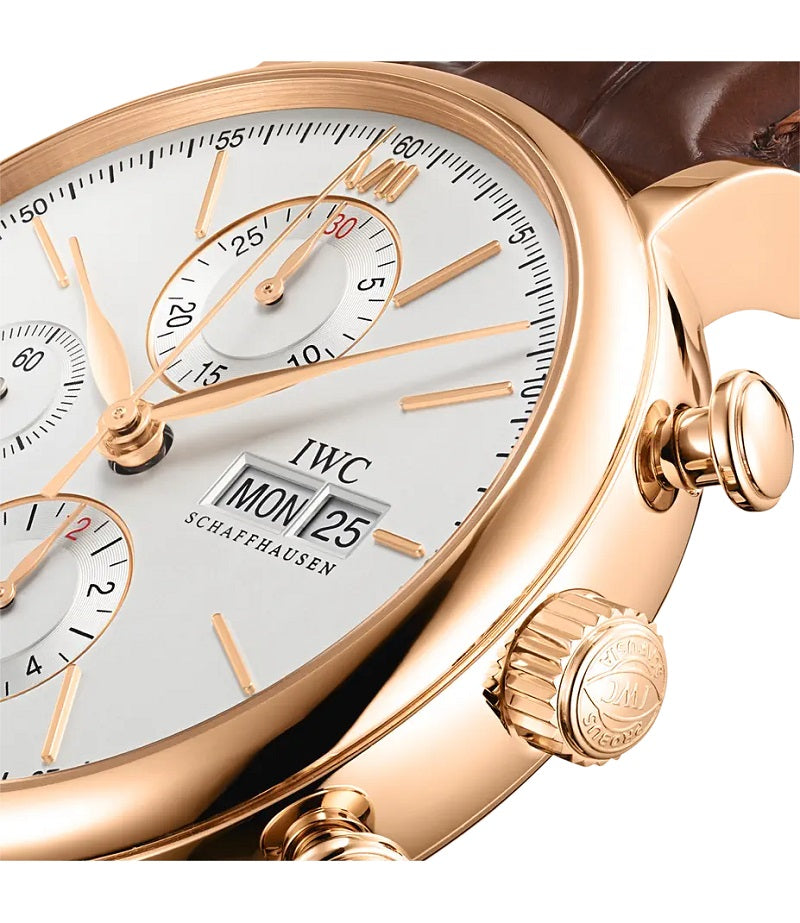 IWC Portofino Chronograph, 18k Rose Gold, 42mm, Ref# IW391025, Crown and buttons