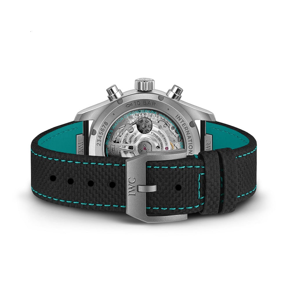 IWC Pilot’s Watch Chronograph 41 Edition Mercedes-AMG PETRONAS Formula One™ Team, Titanium, 41mm, Ref# IW388108, Strap and Clasp
