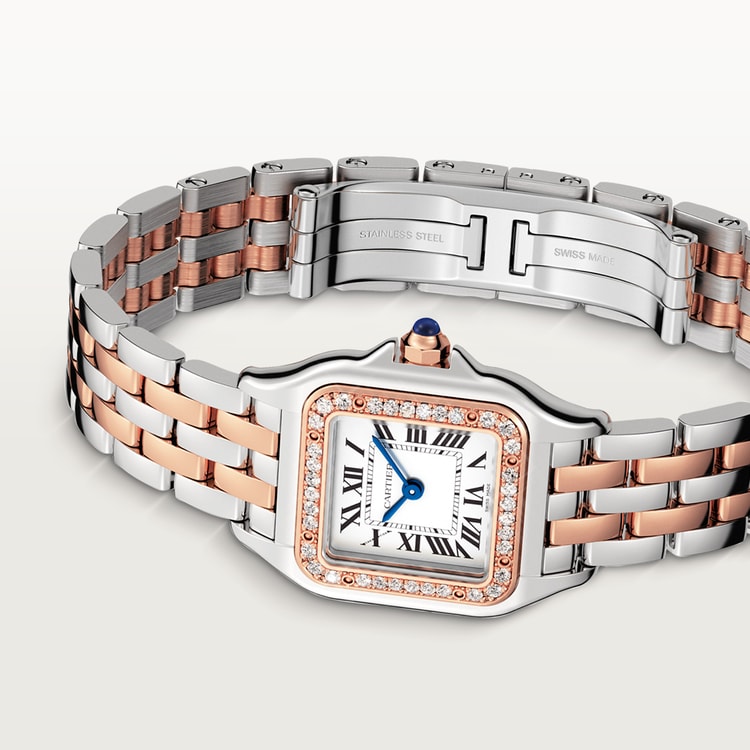 Unworn Cartier Panthère de Cartier, Stainless Steel, 18k Rose Gold and Diamonds, 22mm x 30mm, Ref# W3PN0006, Main view