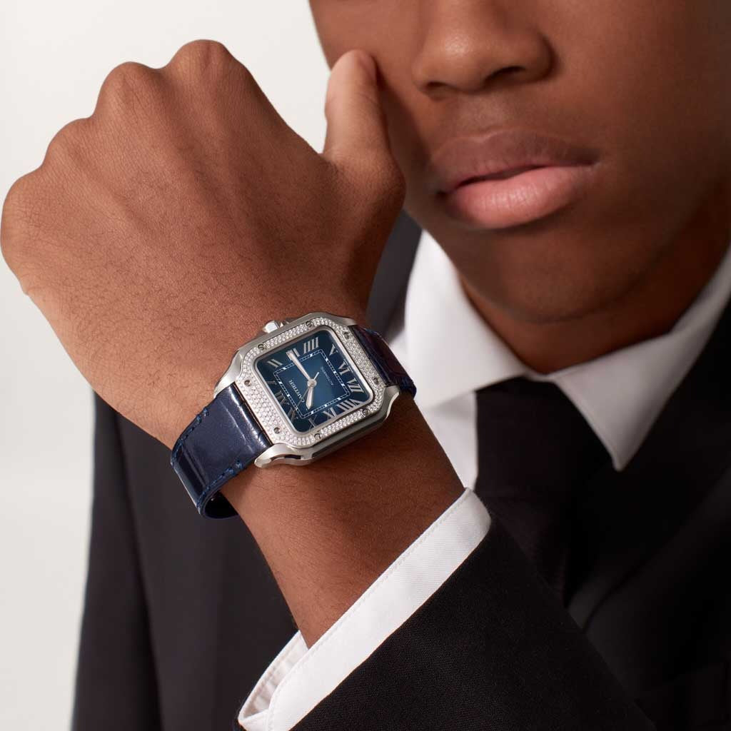 Unworn Cartier Santos de Cartier, Stainless Steel, 35.1mm, Ref# W4SA0006, Watch on hand