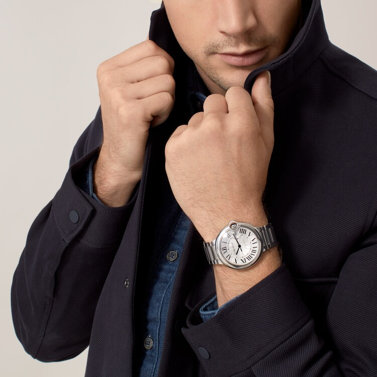 Unworn Cartier Ballon Bleu de Cartier, Stainless Steel, 42mm, Ref# WSBB0049, Watch on hand