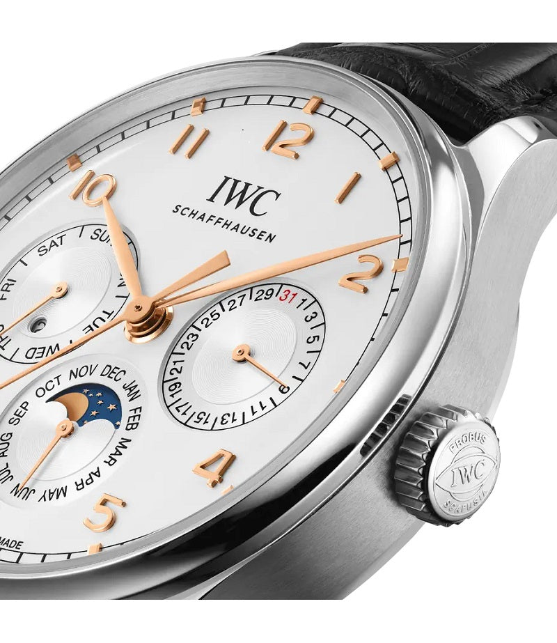 IWC Portugieser Perpetual Calendar 42, Stainless steel, 42,4mm, Ref# IW344203, Crown