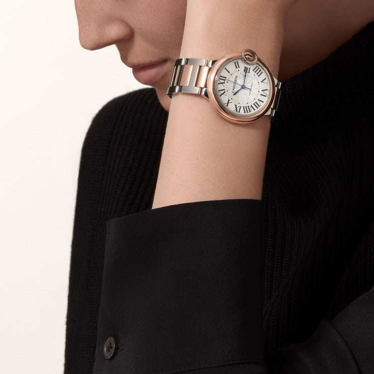 Unworn Cartier Ballon Bleu, Stainless Steel and 18k Rose Gold, 36mm, Ladies, Ref# W2BB0033, Watc on hand