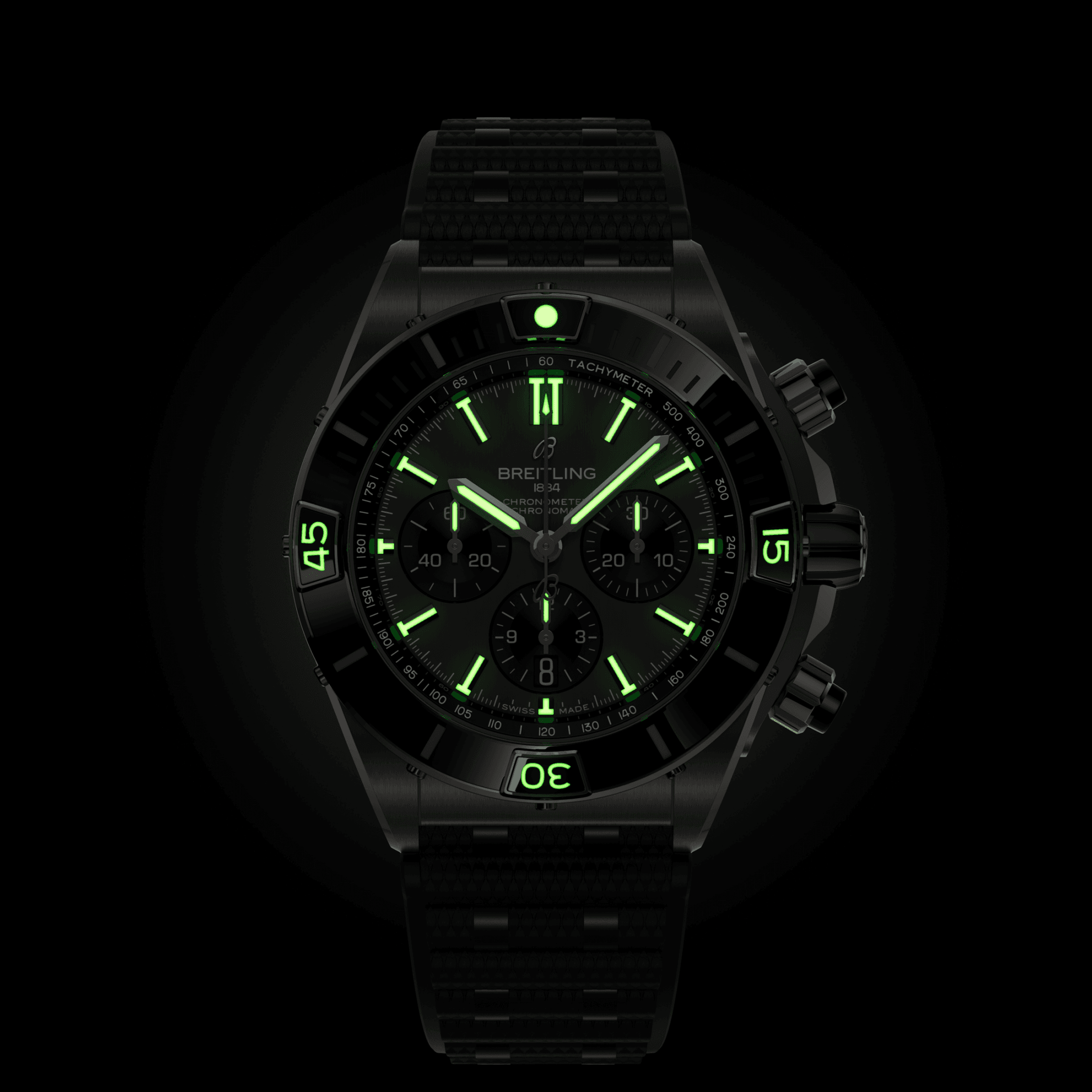 Breitling Super Chronomat B01 44, Titanium and Ceramic, Ref# EB0136251M1S1, Unworn 2024, Luminous