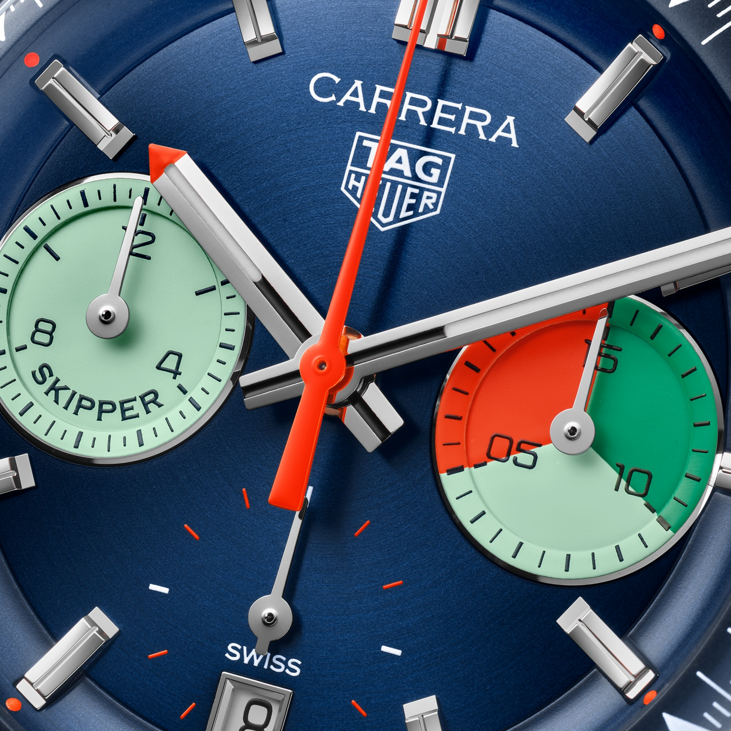 TAG Heuer Carrera Chronograph Skipper, Stainless Steel, 39mm, Ref# CBS2213.FN6002, Hands and Markers