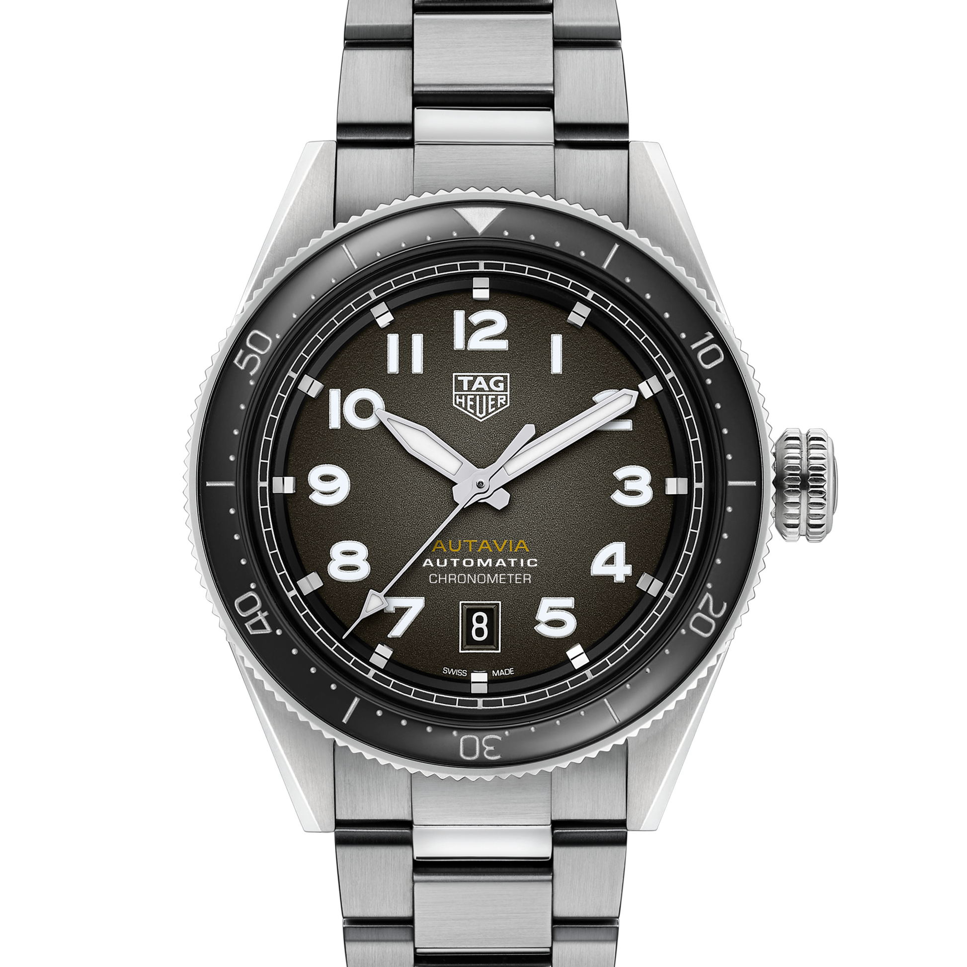 TAG Heuer Autavia Calibre 5 Chronometer, 42 mm, Stainless Steel and ceramic, Ref# WBE5114.EB0173, Dial
