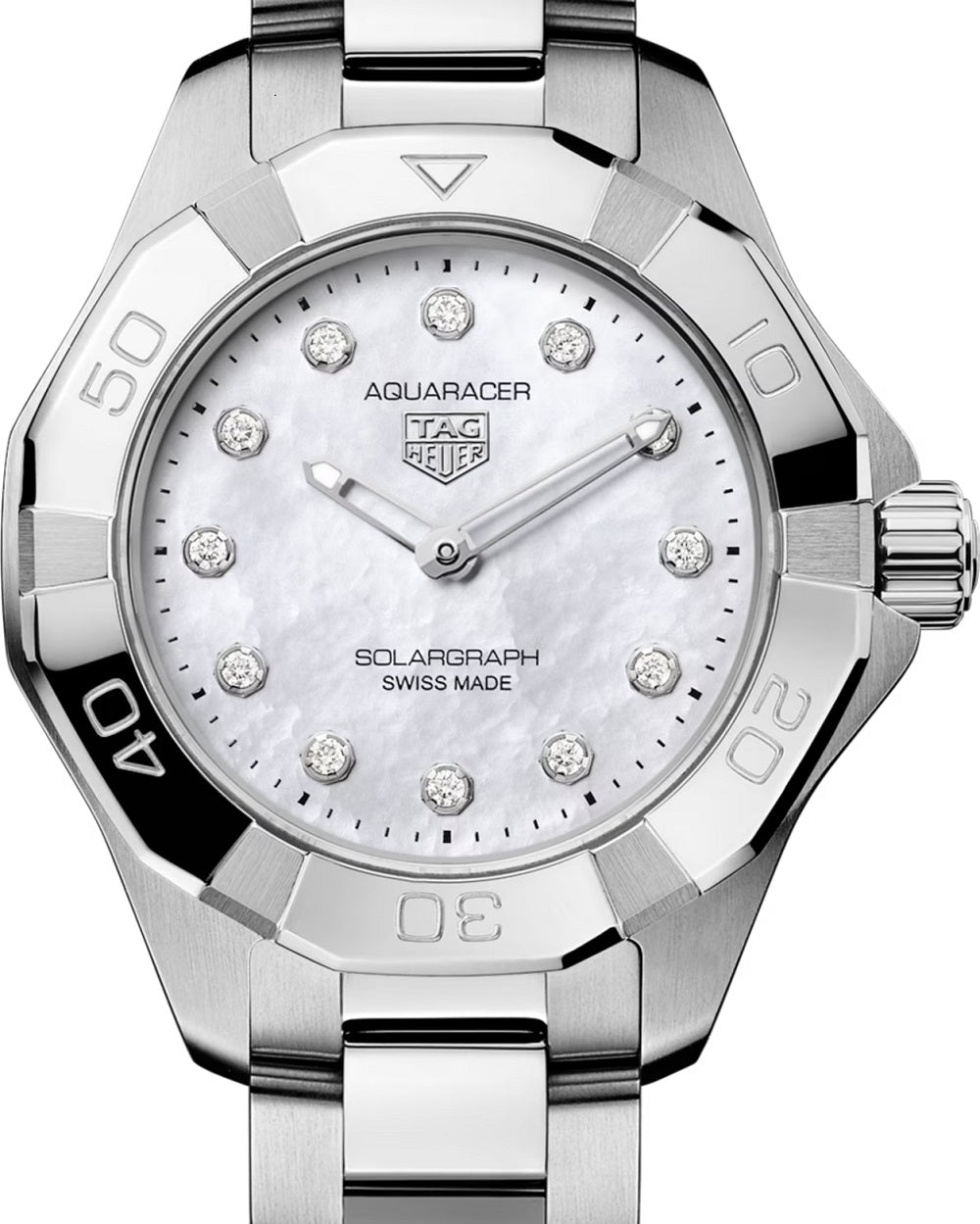 TAG Heuer Aquaracer Professional 100 Solargraph, Stainless Steel and Diamonds set, Solar Quartz, 28 mm, Ref# WBP141H.BA0049, Dial