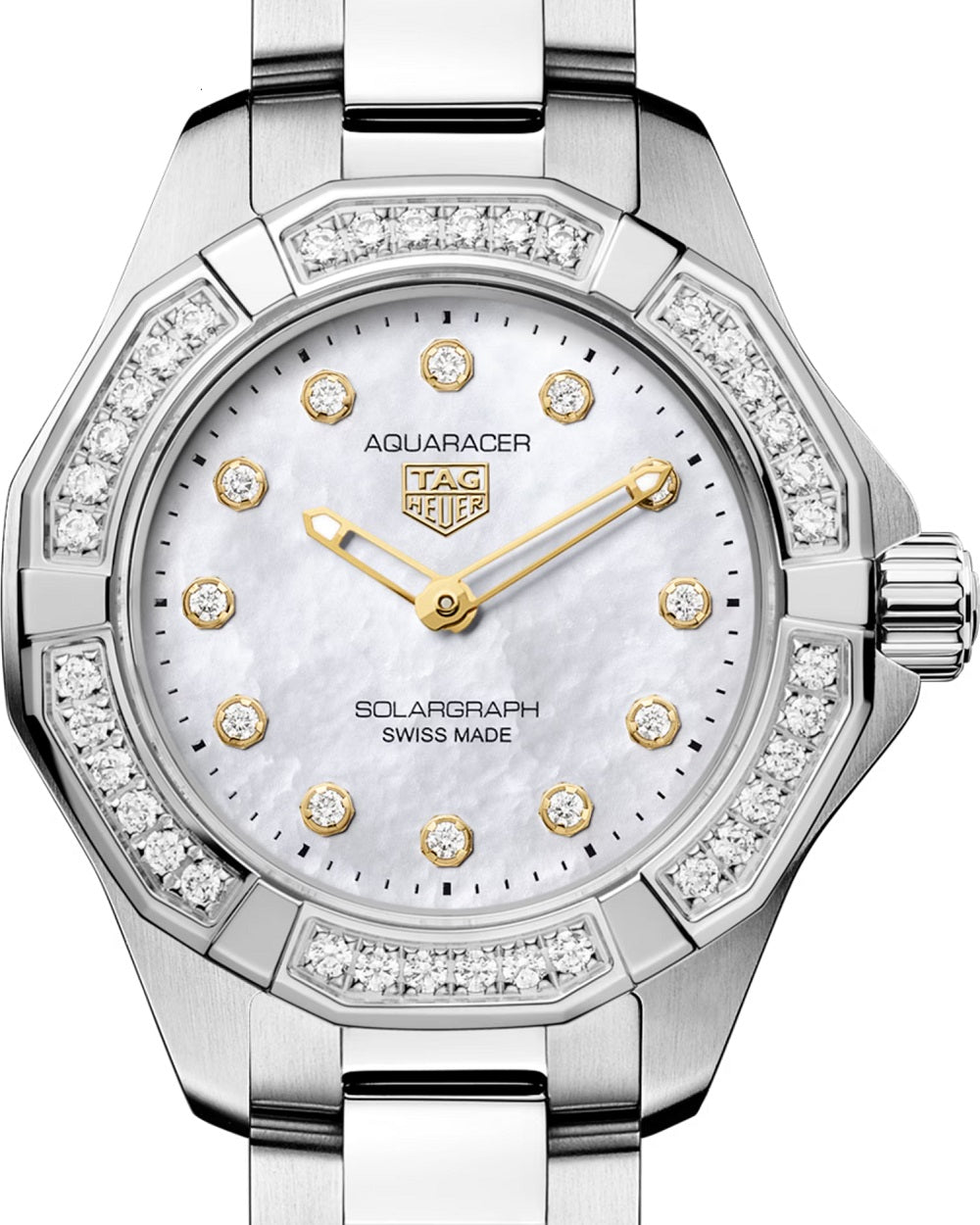 TAG Heuer Aquaracer Professional 100 Solargraph, Stainless Steel and Diamonds set, Solar Quartz, 28 mm, Ref# WBP141J.BA0049, Dial