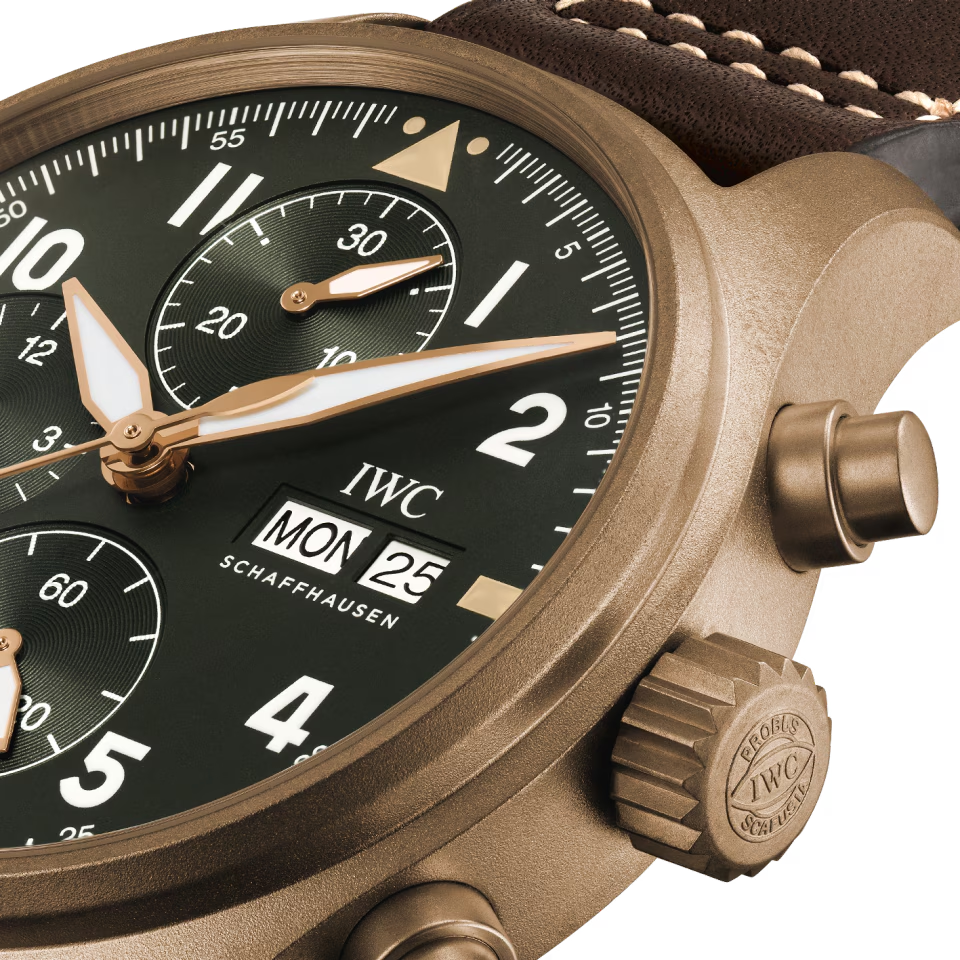 Unworn IWC Pilot's Watch Spitfire Chronograph, Bronze, 41mm, Ref# IW387902, Crown
