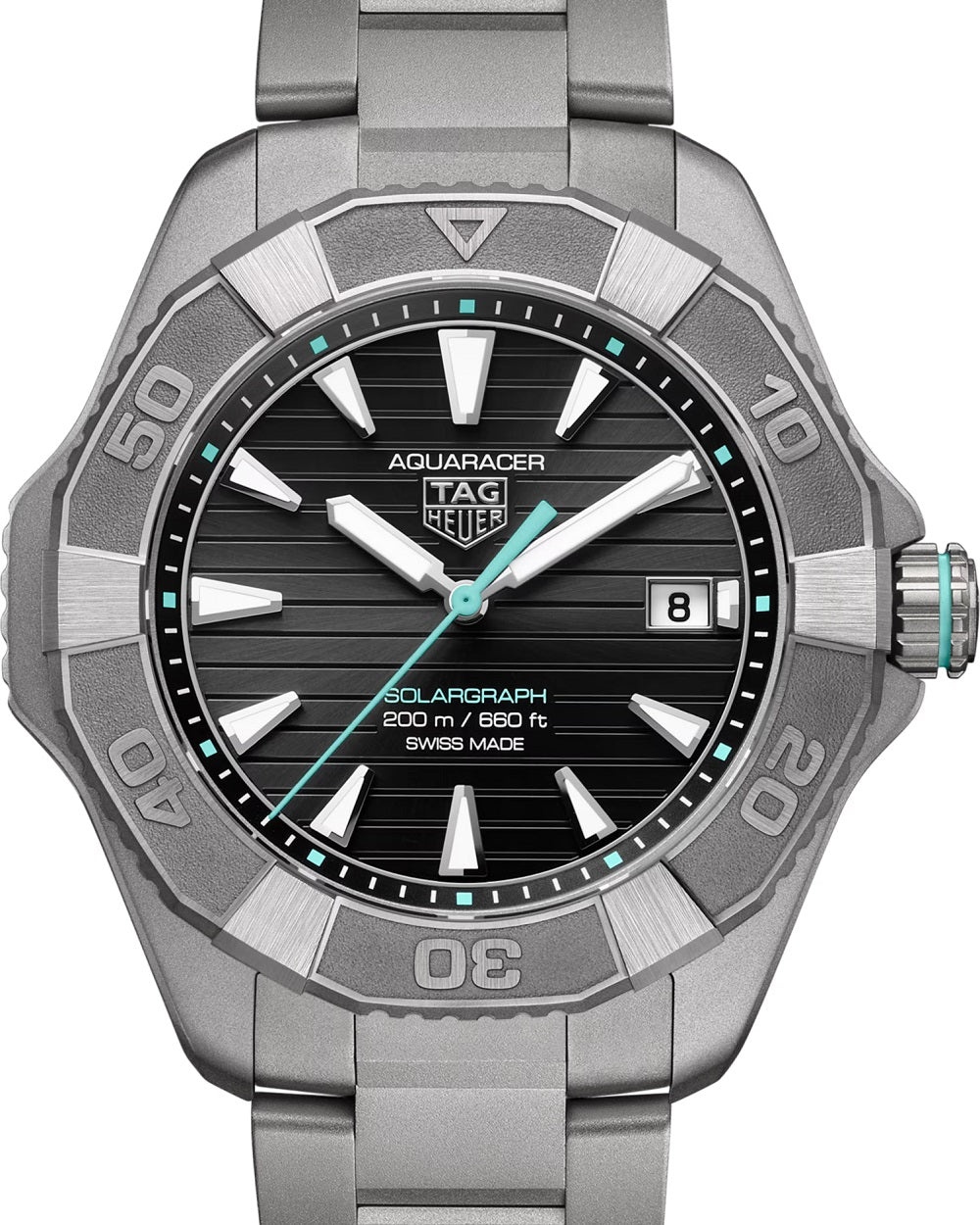 TAG Heuer Aquaracer Professional 200 Solargraph, Solar Quartz, Titanium, 40mm, Ref# WBP1184.BF0008, Dial