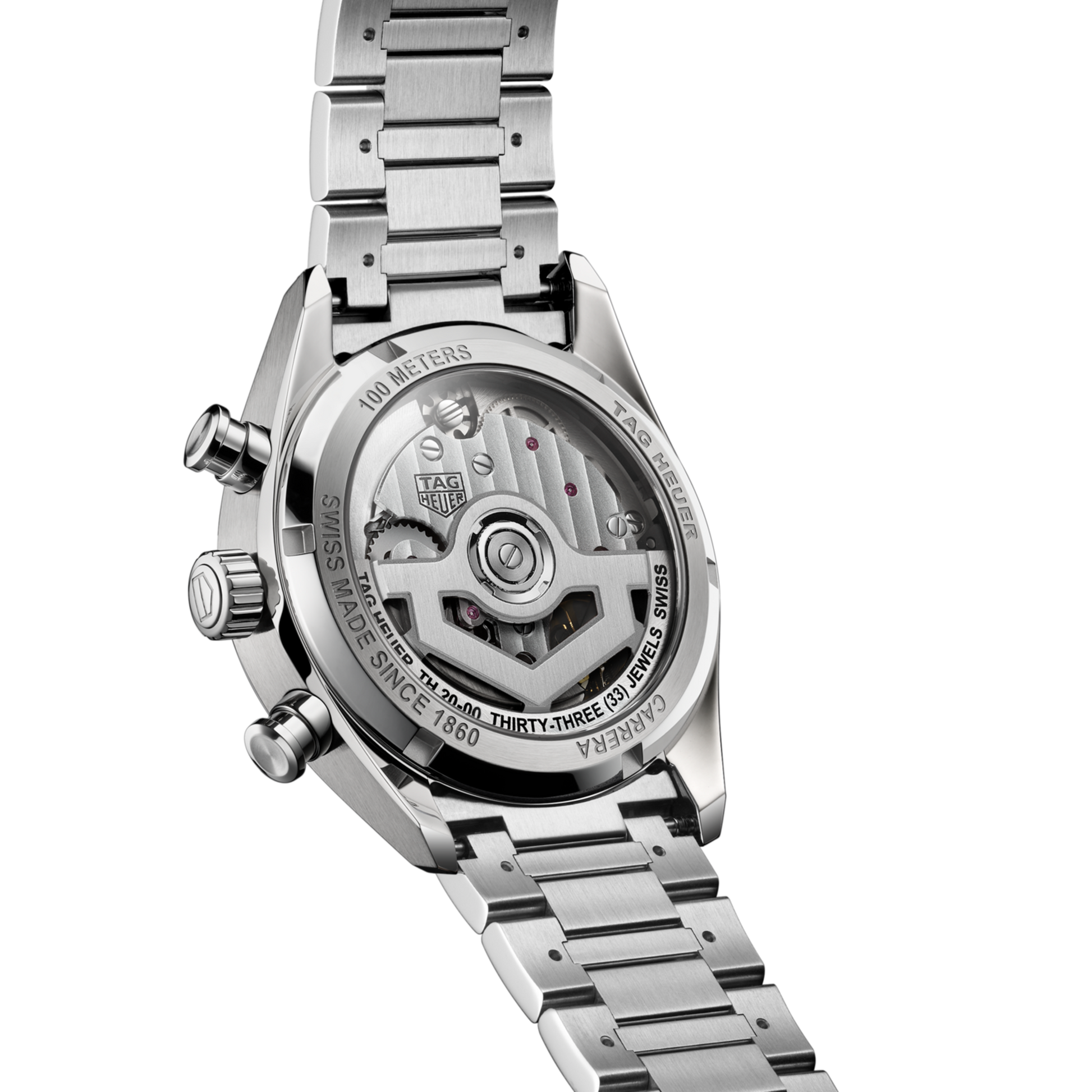 TAG Heuer Carrera Chronograph “Panda” Glassbox, Stainless Steel, 39mm, Ref# CBS2216.BA0041, Back