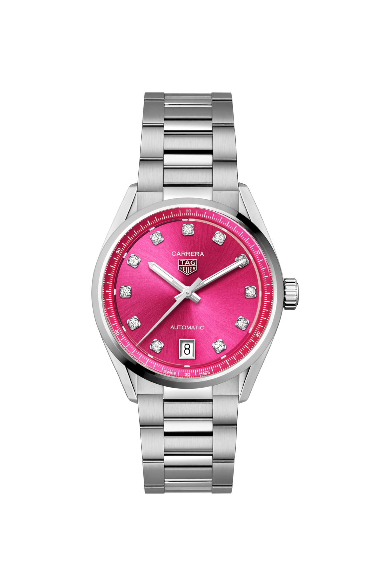TAG Heuer Carrera Calibre 7 Date, Stainless Steel and Diamonds, 36mm, Ref# WBN2318.BA0001