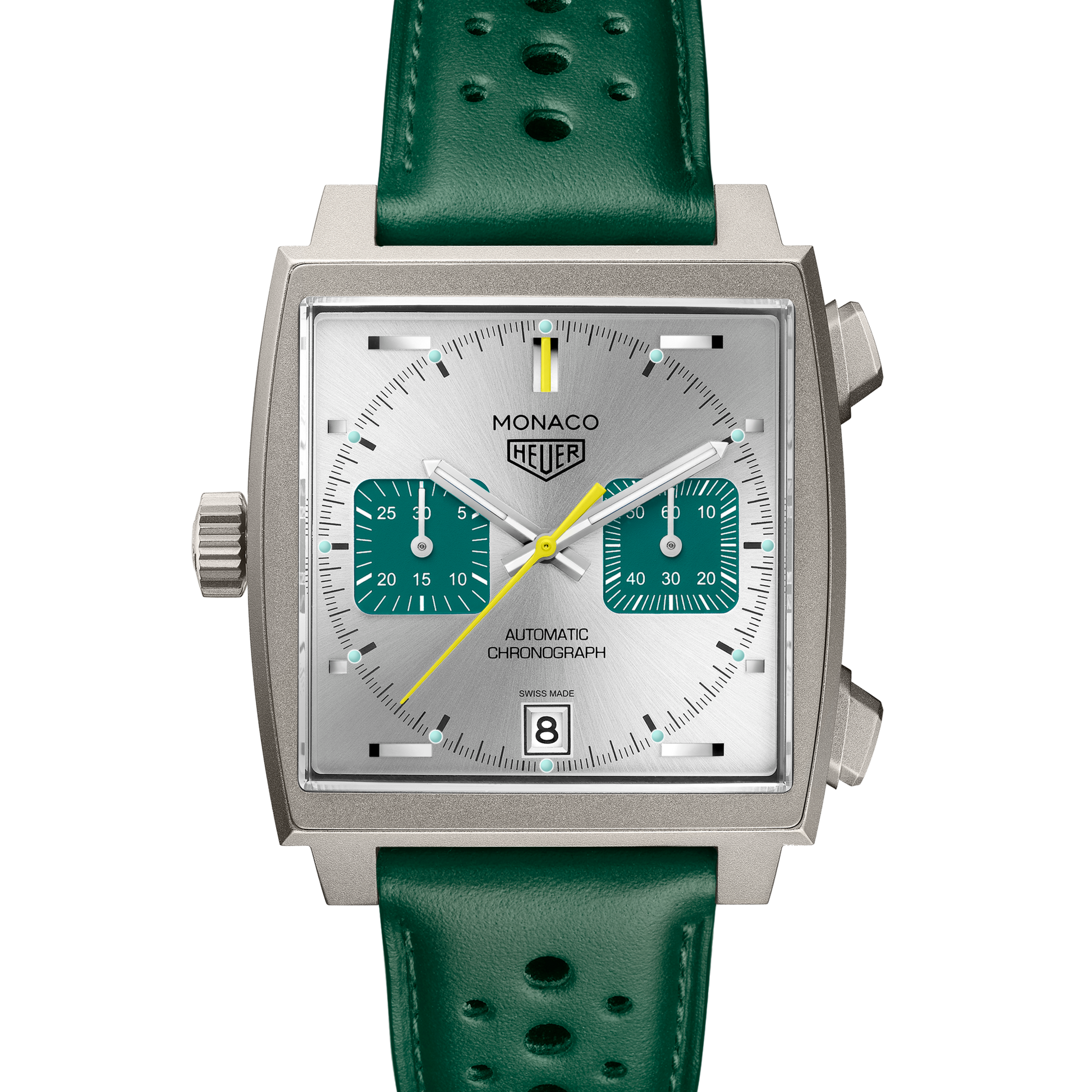 TAG Heuer Monaco Chronograph Racing Green Automatic, Titanium, 39mm, Ref# CAW218E.FC6565, Dial