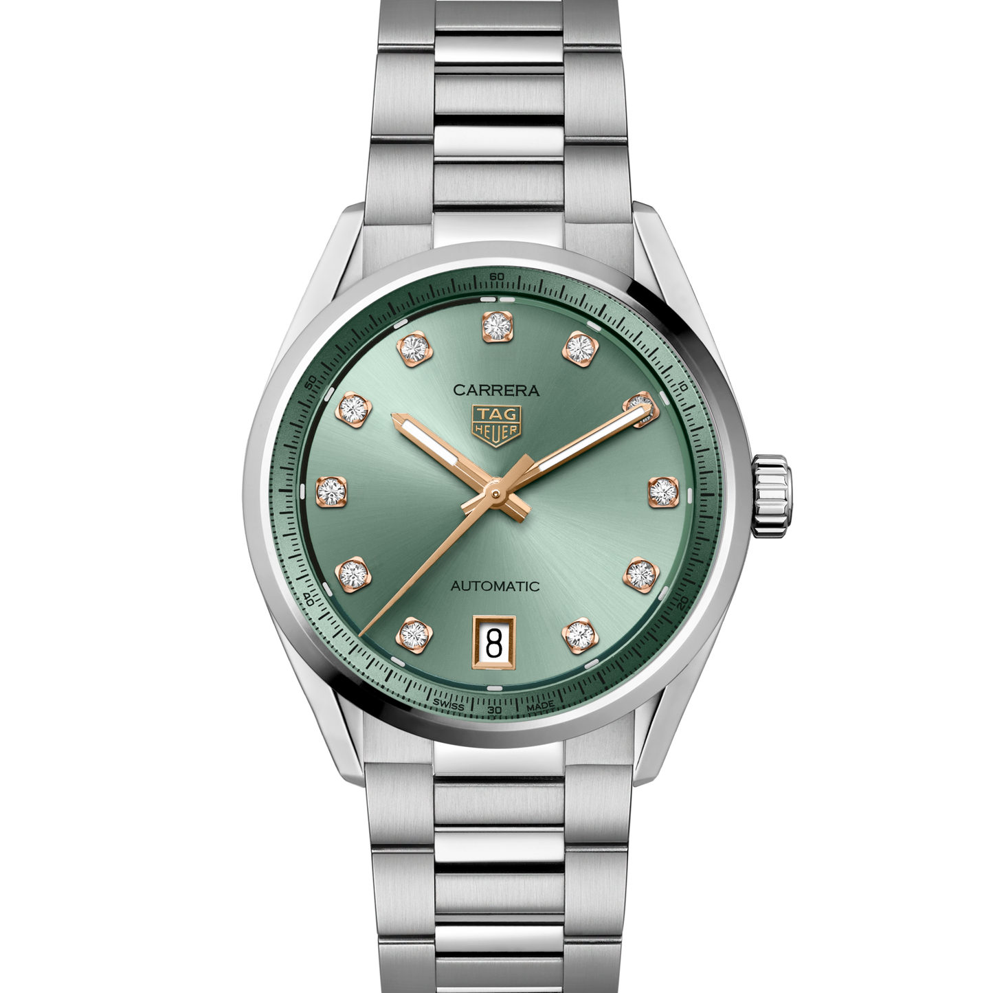 TAG Heuer Carrera Calibre 7 Date, Stainless Steel and Diamonds, 36mm, Ref# WBN2317.BA0001, Dial