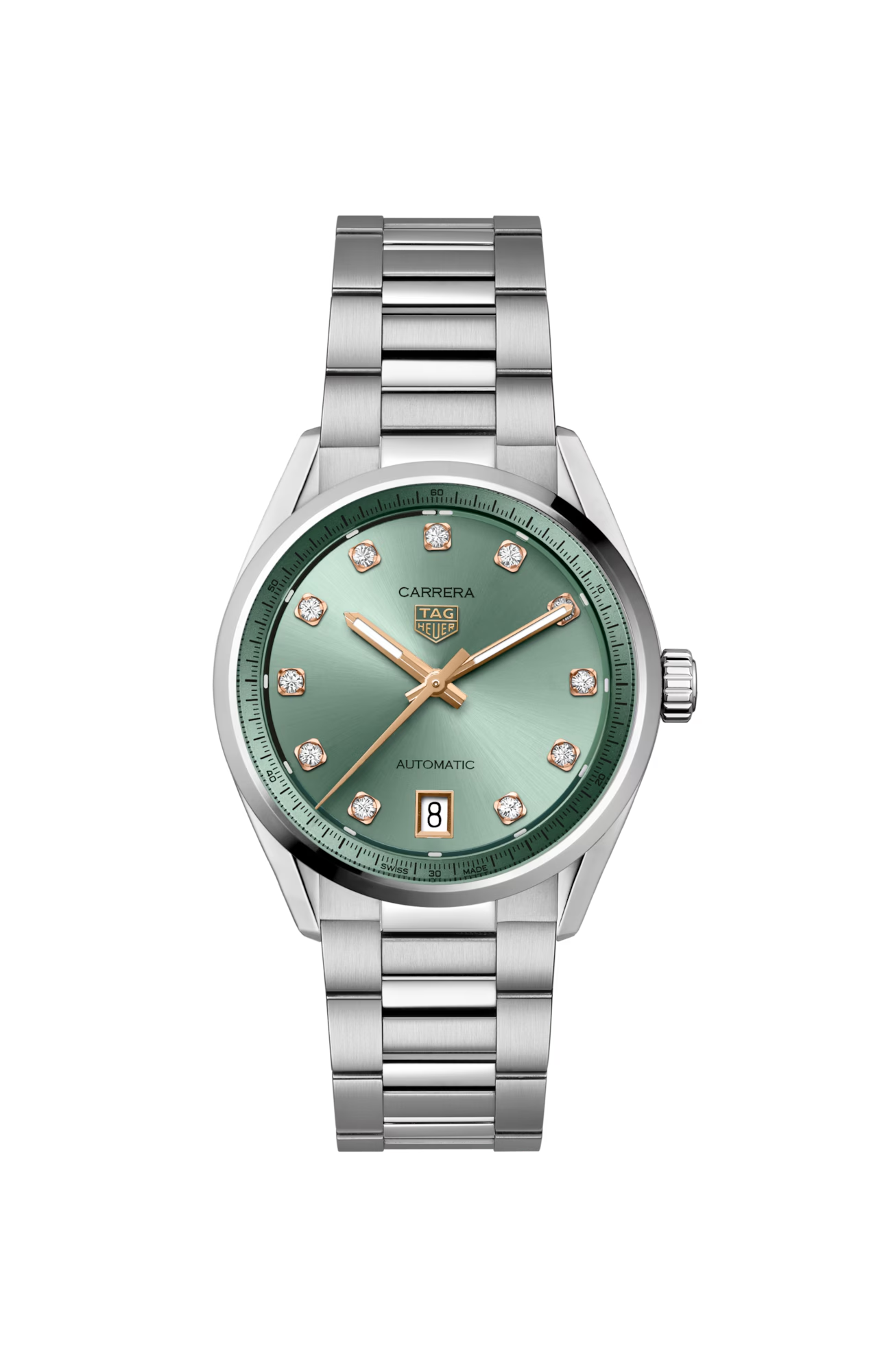 TAG Heuer Carrera Calibre 7 Date, Stainless Steel and Diamonds, 36mm, Ref# WBN2317.BA0001