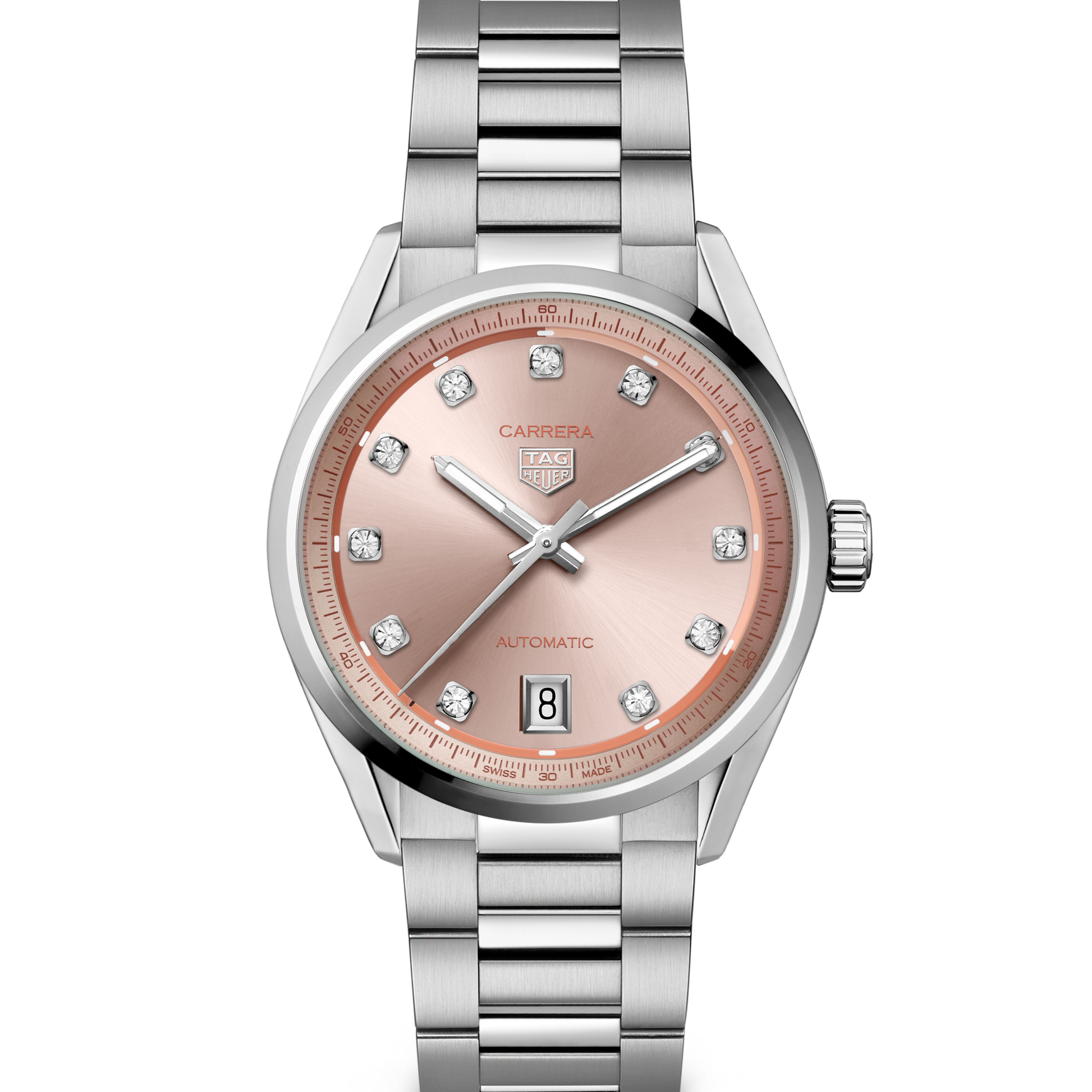 TAG Heuer Carrera Calibre 7 Date, Stainless Steel set with Diamonds, 36mm, Ref# WBN231D.BA0001, Dial