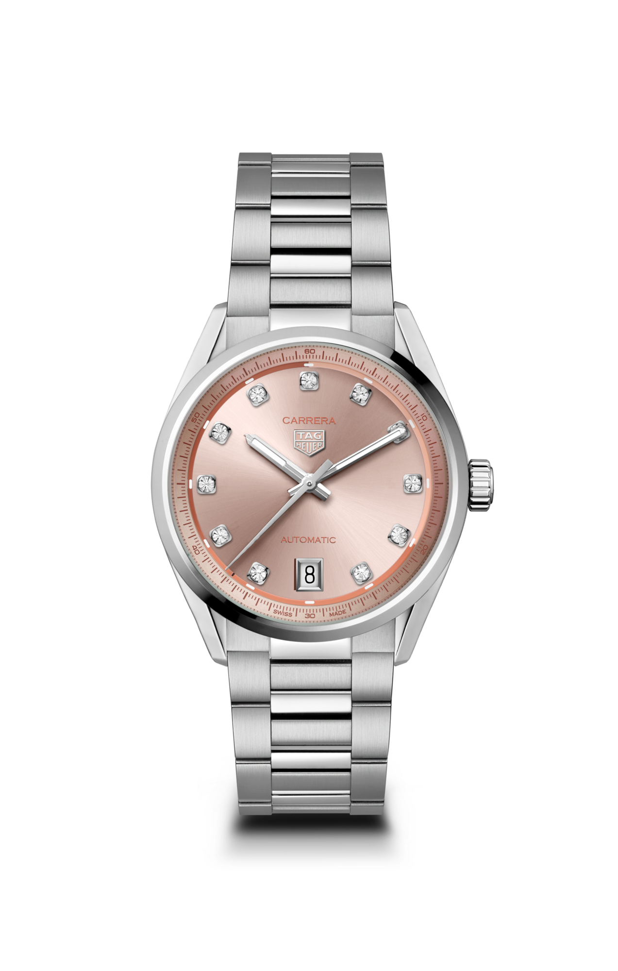 TAG Heuer Carrera Calibre 7 Date, Stainless Steel set with Diamonds, 36mm, Ref# WBN231D.BA0001