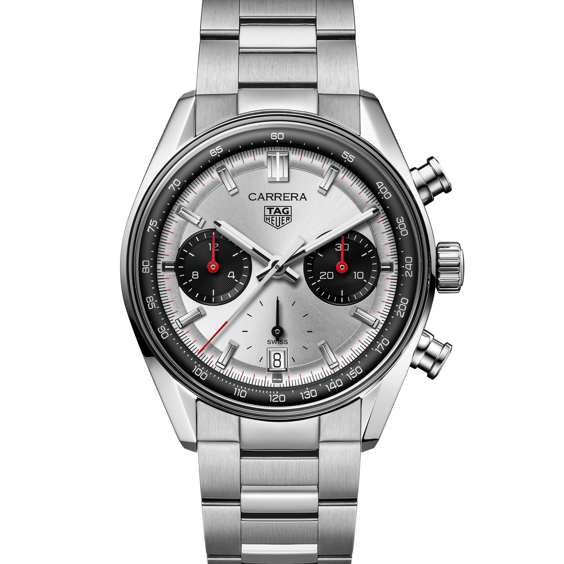 TAG Heuer Carrera Chronograph “Panda” Glassbox, Stainless Steel, 39mm, Ref# CBS2216.BA0041, Dial