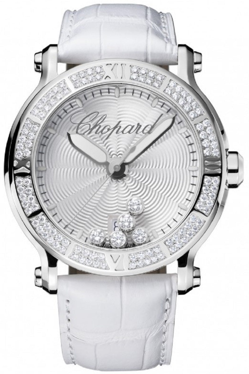 Unworn Chopard Happy Sport XL, Stainless Steel and Diamonds, 5 floating diamonds, 42mm, Ref# 288525-3003