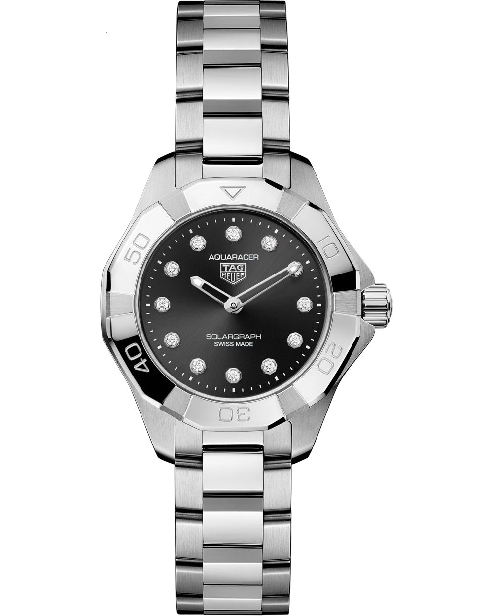 TAG Heuer Aquaracer Professional 100 Solargraph, Stainless Steel and Diamonds set, Solar Quartz, 28 mm, Ref# WBP141G.BA0049, 1