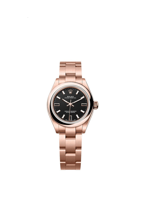 Rolex Oyster Perpetual, 18k Everose Gold, 28mm, Black dial, Domed Oyster, Ref# 276205-0001