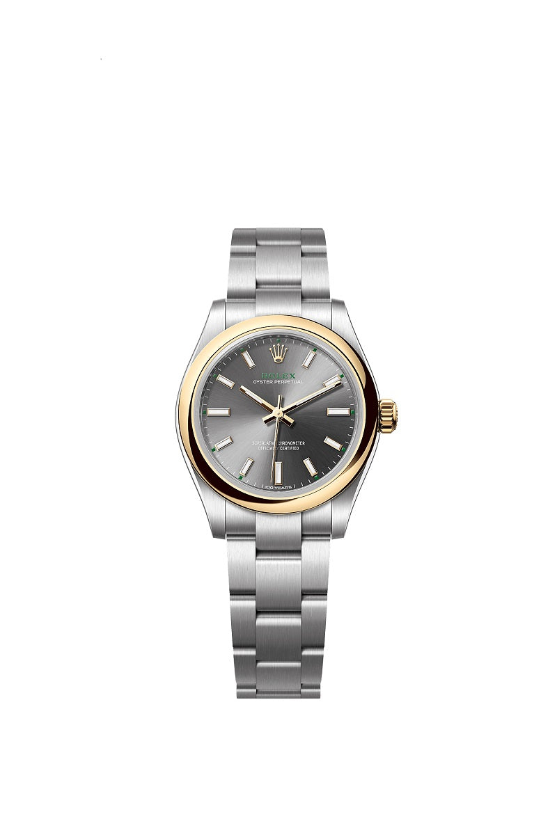 Rolex Oyster Perpetual 31, Oystersteel and 18k Yellow Gold, 31mm, Slate dial, Domed Oyster, Ref# 277203-0001