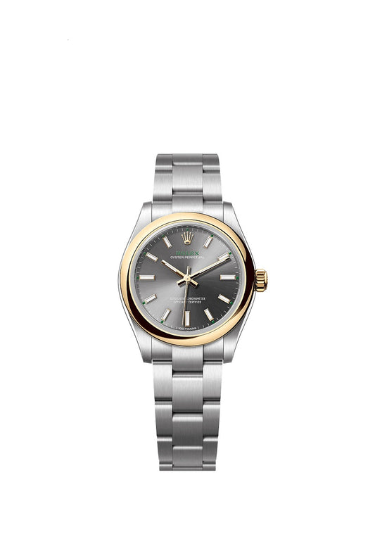 Rolex Oyster Perpetual 31, Oystersteel and 18k Yellow Gold, 31mm, Slate dial, Domed Oyster, Ref# 277203-0001