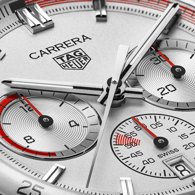 TAG Heuer Carrera Chronosprint x Porsche Special Edition, Stainless Steel, 42mm, Ref# CBS2011.FC6529, Indexes and hands