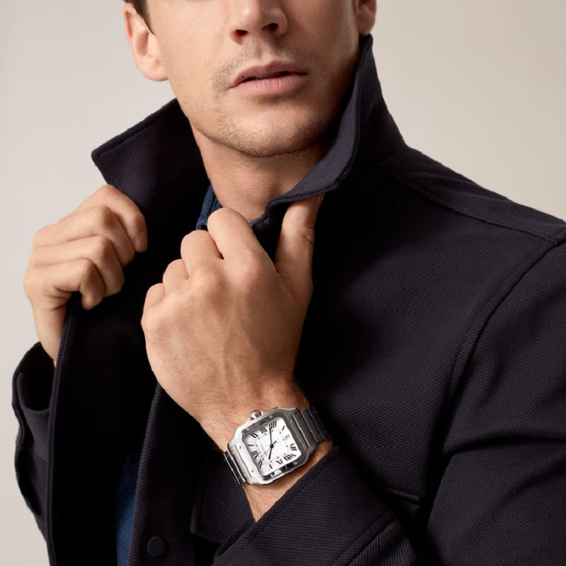 Cartier Santos de Cartier, Stainless Steel, 39.8mm, Ref# WSSA0018, Watch on hand 1