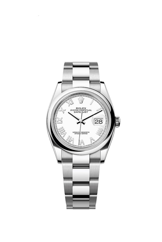 Rolex Datejust 36, Oystersteel, Intense white dial, Domed Oyster, Ref# 126200-0028