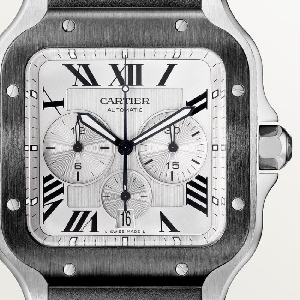 Cartier Santos de Cartier Chronograph, Stainless Steel, 43.3mm, Ref# WSSA0017, Dial