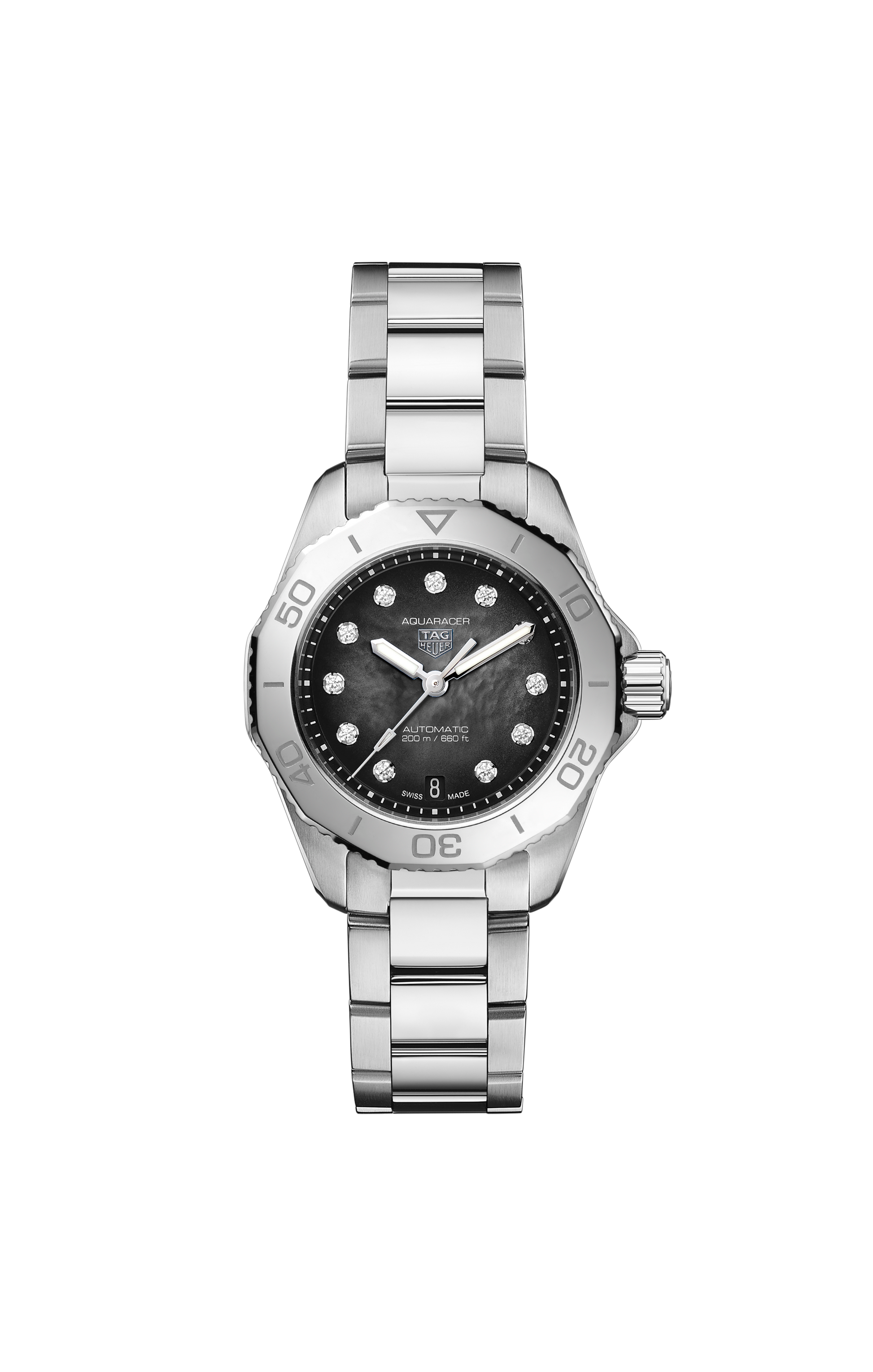 TAG Heuer Aquaracer Professional 200 Date, 30mm, Stainless Steel and 11 Diamonds, Ref# WBP2410.BA0622