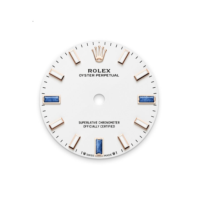 Rolex Oyster Perpetual, 18k Everose Gold, 28mm, White dial, Domed Oyster, Ref# 276205-0002, Dial