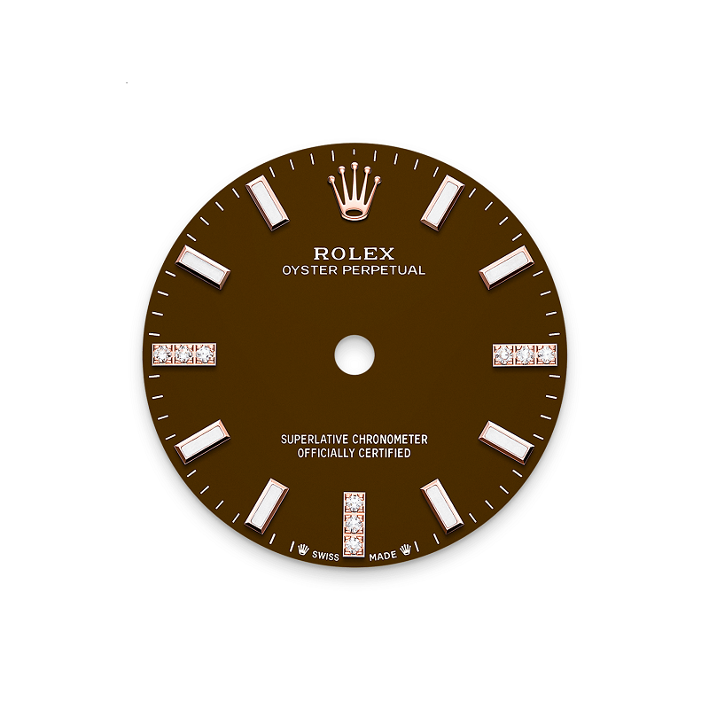 Rolex Oyster Perpetual 28, 18k Everose Gold and Diamonds, 28mm, Brown dial, Oyster, Ref# 276245rbr-0002, Dial