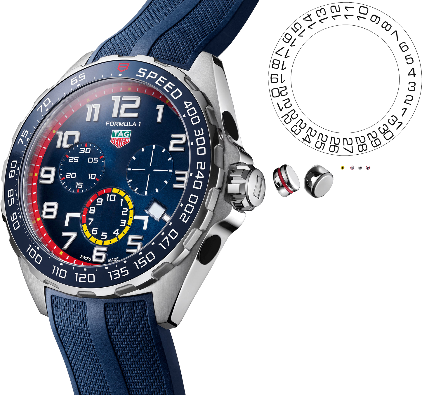 Unworn TAG Heuer Formula 1 Chronograph x Red Bull Racing Special Edition, Stainless Steel, 43mm, Ref# CAZ101AL.FT8052, buttons