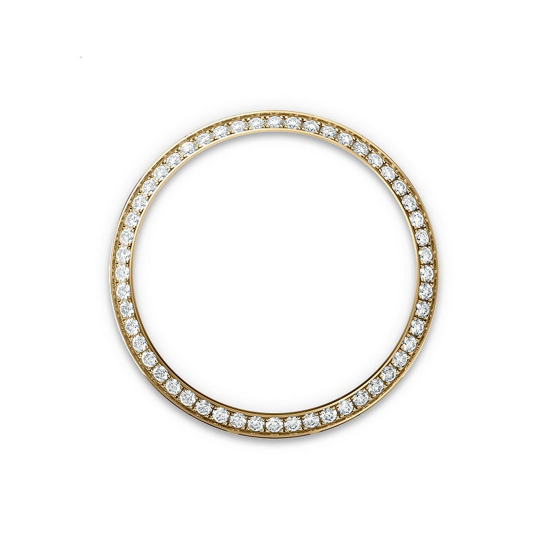 Rolex Oyster Perpetual 34, 18k Yellow Gold and Diamonds, 34mm, White Mother-of-Pearl dial, Oyster, Ref# 124248rbr-0001, Bezel