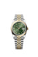 Rolex Datejust 36, Oystersteel and 18k Yellow Gold, Olive green set with Diamonds dial, Domed Jubilee, Ref# 126203-0049