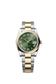 Rolex Datejust 36, Oystersteel and 18k Yellow Gold, Olive green set with Diamonds dial, Domed Oyster, Ref# 126203-0050