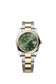 Rolex Datejust 36, Oystersteel and 18k Yellow Gold, Olive green Roman sunray dial, Domed Oyster, Ref# 126203-0054