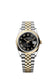 Rolex Datejust 36, Oystersteel and 18k Yellow Gold, Bright black Roman sunray dial, Domed Jubilee, Ref# 126203-0055